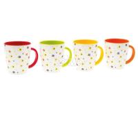 Gimex Melamine mok met handvat set 4 met bloemendecoratie - A.M.S. B.V.