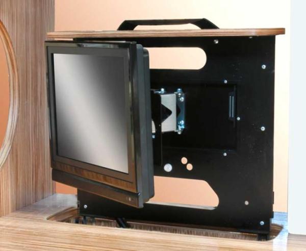 Project 2000 TV meubelinbouw uitschuifbaar draaibaar - Advitek Mobilehome Systems A.M.S.